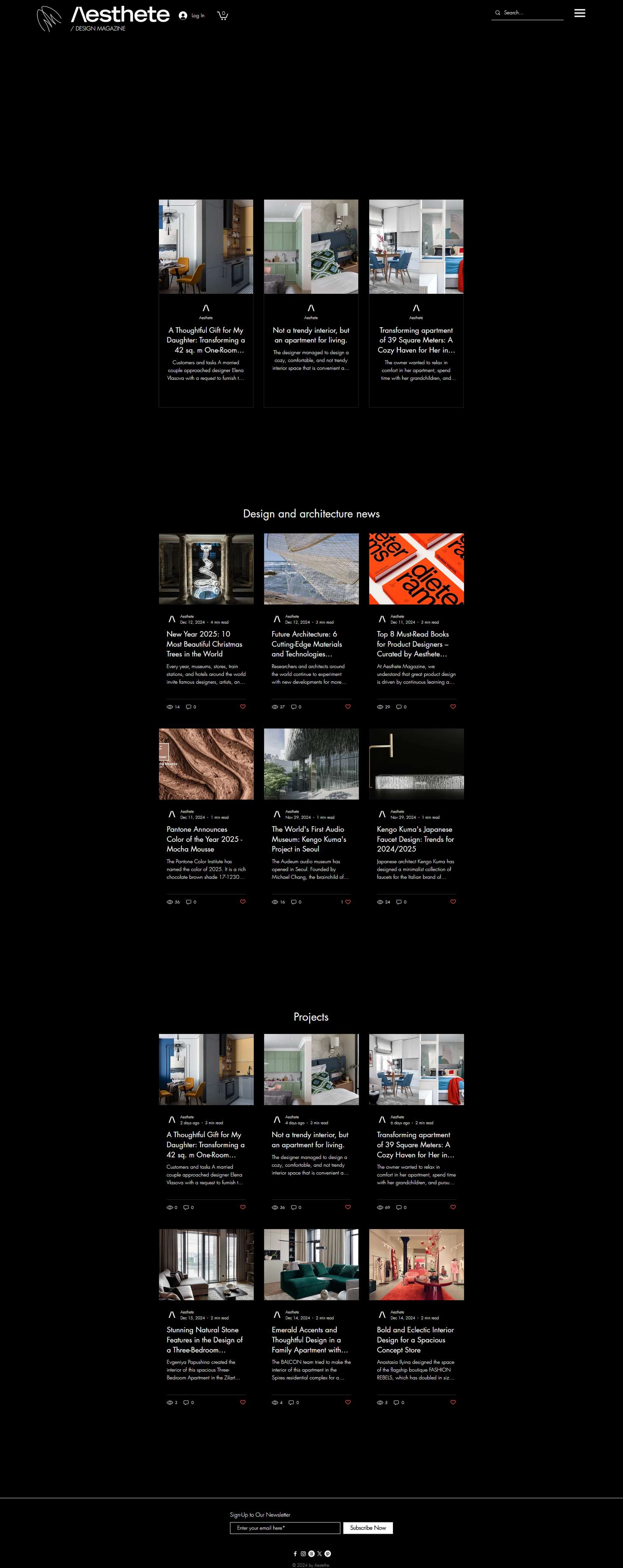 aesthete.digital page layout design screenshot